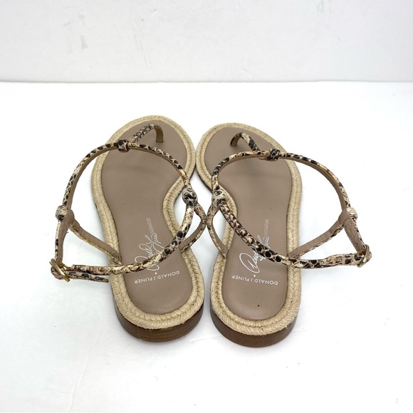 DONALD J Pliner Snakeskin Thong Ankle Strap Flat Sandals in Natural Beige Size 9 - Picture 8 of 9